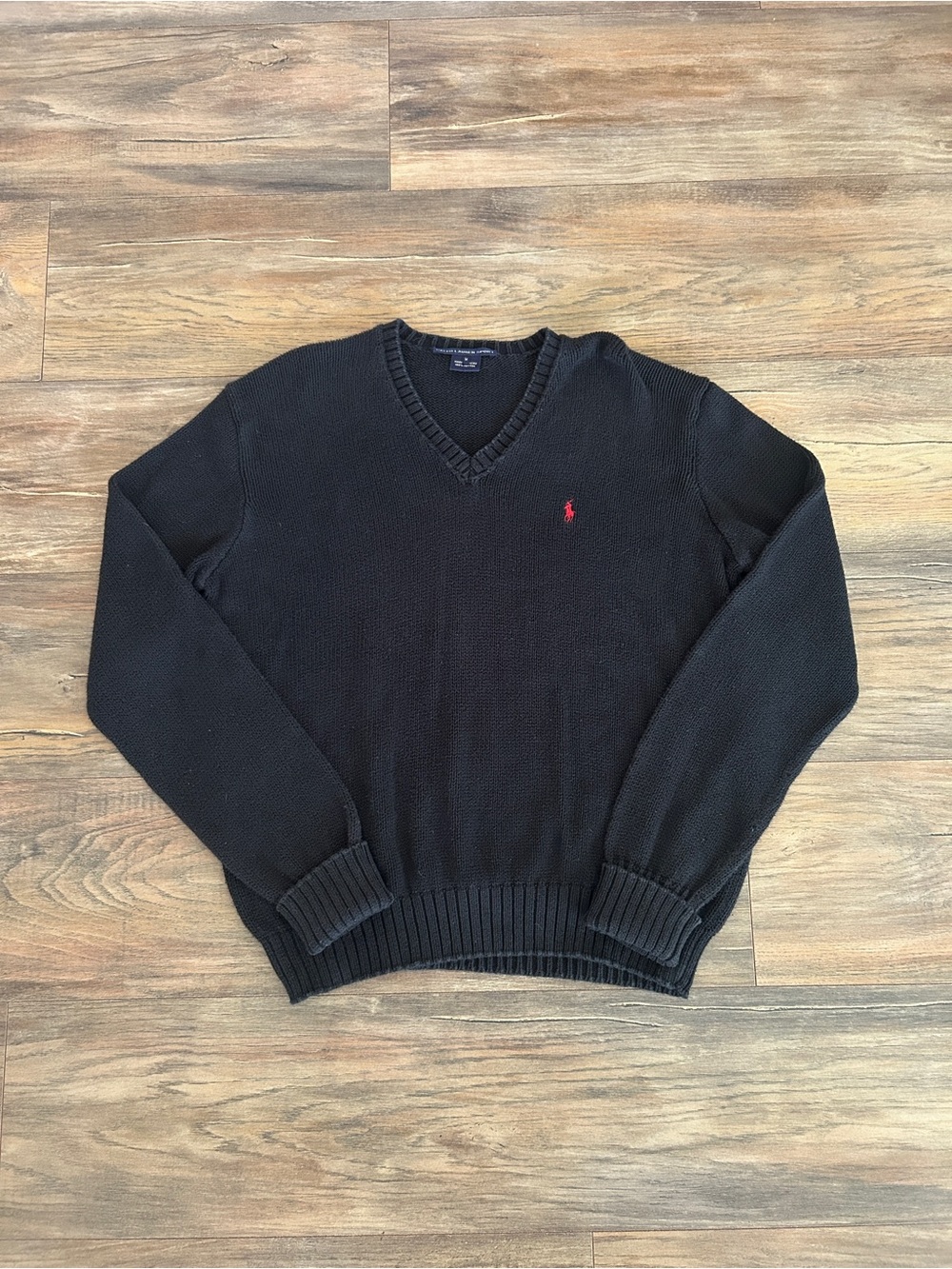 Ralph Lauren Sport Y2K Cotton Knit V-Neck Sweater Medium